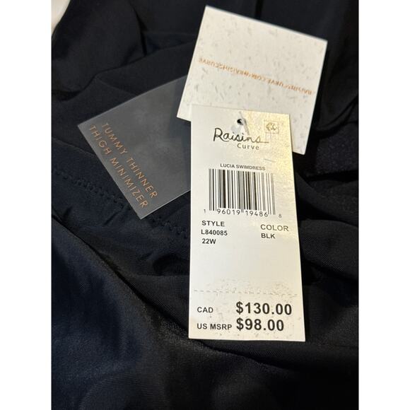 Raisins Curve Black Lucia Swimdress One Piece Swim Dress 22W NWT - Picture 5 of 5